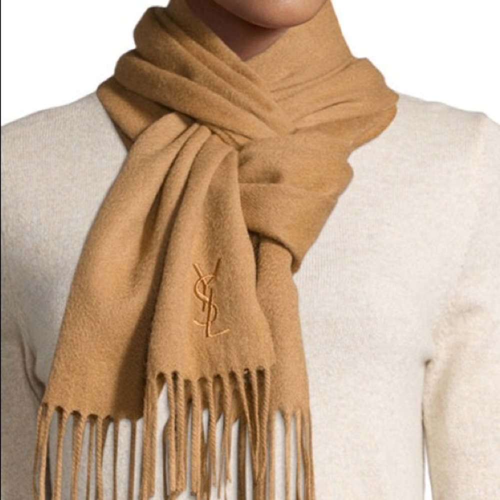 YSL Yves Saint Laurent Wool Scarf Unisex